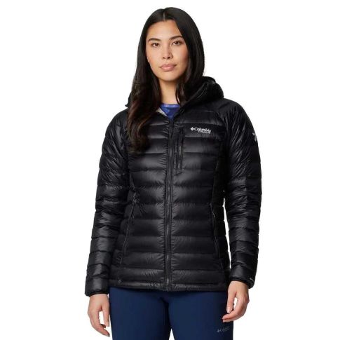 Columbia スノーウエア フード付き ブラック Jaqueta Columbia Arctic Crest Down Hooded Feminina Black